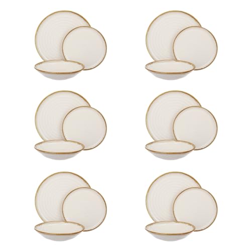 Servizio 18 Piatti Terracotta Crema Oro Olympus