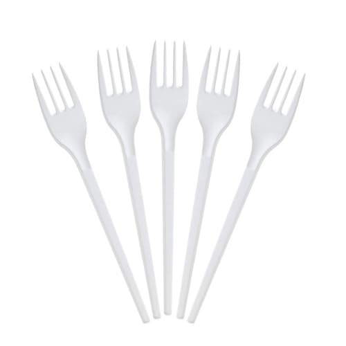 Paluplus 100 Forchette Riutilizzabili Di Colore Bianco, Lunghezza Stoviglie 16,5 Cm, Resistenti Fino A 70°C Per 2 Ore, Ideali Per Feste, Picnic E Uso