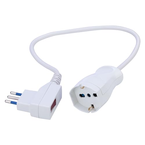 Poly Pool - Pp2632X Mini Prolunga Elettrica Multisize Con Cavo Elettrico Bianco 40 Cm - Spina 10A Salvaspazio E Presa Grande Schuko 10A/16A 2P+T Pluri