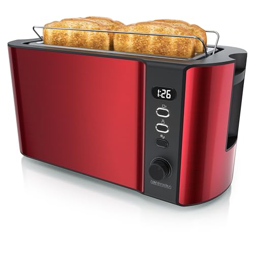 Arendo - Tostapane Modello Frukost - Automatico E Regolabile - 4 Fette 2 Fessure - Accessoriato - 6 Livelli Di Doratura - 1500W - Led Blu - Tostapane