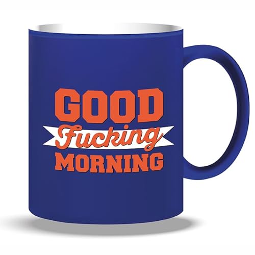 Tazza Mug In Ceramica Good Fuking Morning Blu Piu' Forty Regalo Colazione