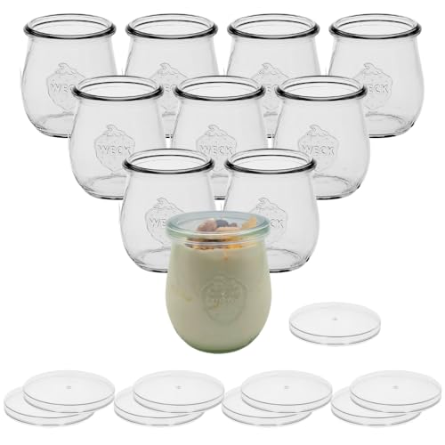 Mikken 10 Bicchieri Da Yogurt Con Coperchio, 220 Ml, Per Yogurt, Per Diversi Tipi Di Yogurt, Adatti Anche Per Bimby Varoma