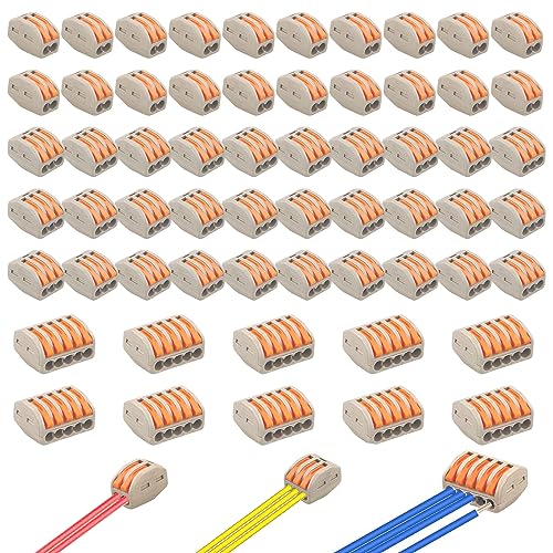 Morsettiere Elettriche, 60 Pezzi Connettori Elettrici Connettore Elettrico Con Leva Di Funzionamento, Con 30 Pcs 3 Porte 20 Pcs 2 Porte 10 Pcs 5 Porte