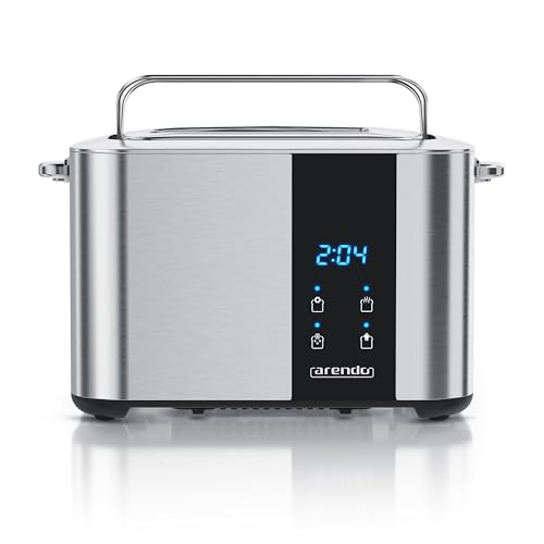 Arendo - Tostapane In Acciaio Inox Con 2 Fette Touch Screen – Doppia Parete – Inserto Per Panino Integrato – 7 Gradi Di Doratura – Centraggio Del Pane