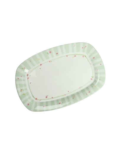 Brandani 51157 Vassoio Polline New Bone China, Cm 34X23, Delicati Fiori E Boccioli, Lavastoviglie, Microonde, Forno, Freezer