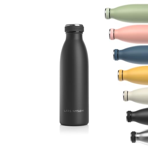 Lars Nysøm Borraccia Termica 500Ml In Acciaio Inox | Bottiglia Isolata Senza Bpa 0.5 Litro | Bottiglia D'Acqua A Tenuta Stagna Per Sport, Bicicletta,