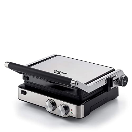 Ariete 1918 Grill & Taste - Griglia Elettrica - Piastre Antiaderenti Removibili Basculanti - Apertura 180° - 5 Temperature - 2000 Watt - Acciaio Inox