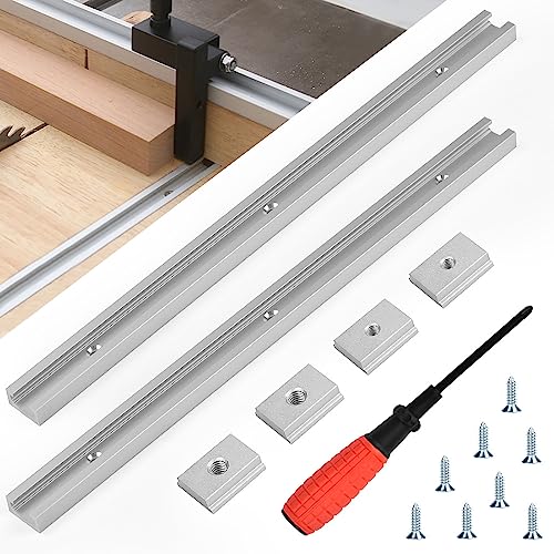 Schyida 2 Pezzi T Track Alluminio 400Mm Profile T Track Binari A T Metrici Per Router Table Saw Per Falegname Con 2 Cursori M6, 2 Cursori M8, 8 Viti,