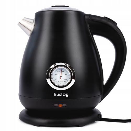 Huslog Bollitore Elettrico Con Termometro Retro 1,7 L 2200 Watt Nero