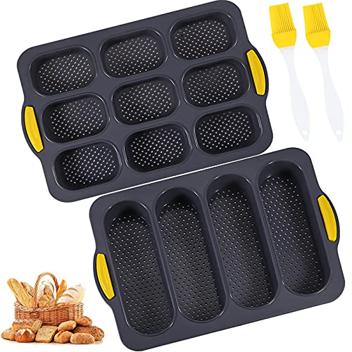 Frasheng 2 Pezzi Silicone Stampo Baguette,Mini Baguette Teglia Da Forno,Stampo Baguette,Teglia Baguette,Teglia Perforata Antiaderente,Teglia Per Pane