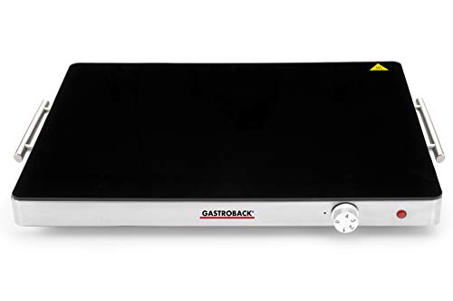 Gastroback 42491 Design Warmhalteplatte, Warming Tray, Speisenwärmer, Tellerwärmer, 400 Watt, Extra Große Heizfläche Piastra Riscaldante, Vetro Termic