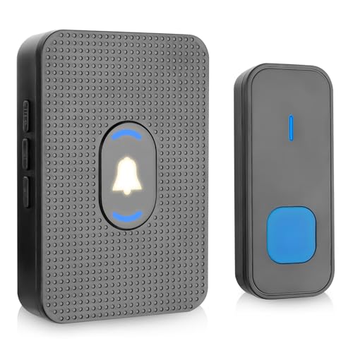 Campanello Senza Fili, Impermeabile Wireless Casa Doorbell Portata Ip55 Con 5 Volume 55 Suonerie Indicatori Led, Plug In Campanello Wireless Portata 3