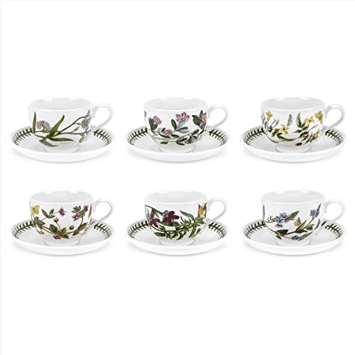 Portmeirion Botanic Gardentradtional Shape Breakfast Cup And Saucer, Set Di 6 Motifs Assortiti