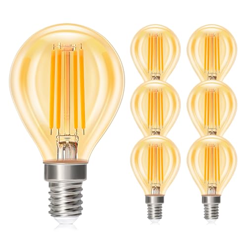 Dehobo E14 Led Lampadine, Lampadina Filamento 2700K Luce Bianca Calda Led E14 Bagliore Ambrato, 4W Equivalenti A 40W, 380Lm, Adatte Per Faretti Soggio