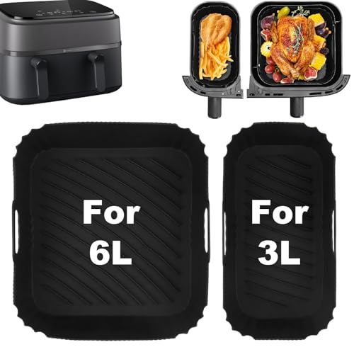 2 Stampi In Silicone Per Friggitrice Ad Aria Calda Philips Dual Basket Airfryer Serie 3000 6L/3L, Serie 5000 6L/3L, 1×6L+1×3L Accessori Per Friggitric