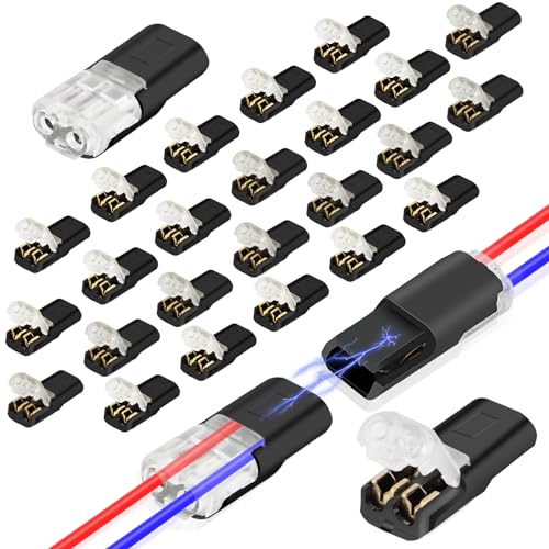 25 Pezzi Connettori Elettrici Rapidi Per 18-22Awg,Tipo D Connettori,Connettore 2 Pin, Connettori Morsetti Per Cavi Elettrici Terminali Del Connettore