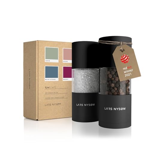 Lars Nysøm Set Di Macine Per Sale E Pepe In Acciaio Inossidabile Con Macinino In Ceramica Regolabile 2 Pezzi I Designer Spice Mill Set (Carbon Black)