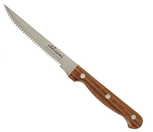 Utilissimi - Set 6 Coltelli Bistecca Lama Dentata - Manico Colore Legno