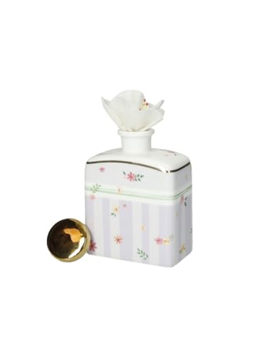Brandani 51160 Diffusore Di Fragranza Polline Lilla Porcellana, Cm 7,5X4,5X11H, 180Ml, Decori Delicati Fiori E Boccioli, Lavastoviglie, Microonde, For