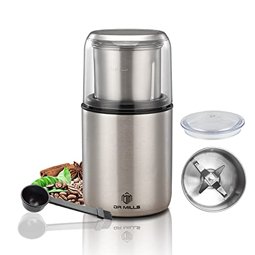 Dr Mills Dm-7452A Macinino Elettrico Per Spezie E Caffè Essiccati, Macinacaffè E Tritatutto, Tazza Staccabile, Senza Lavaggio, Lama E Tazza Realizzati
