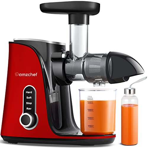 Amzchef Spremiagrumi Frutta E Verdura Con 2 Modalità Di Velocità – Slow Juicer Con Bottiglia Portatile E 2 Tazze – Senza Bpa Cold Press Juicer Con Led