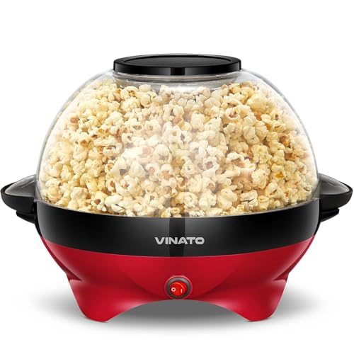Vinato Macchina Popcorn, Macchina Pop Corn Da 5 Litri Per La Casa, Con Rivestimento Antiaderente E Superficie Riscaldante Rimovibile, Macchina Per Pop