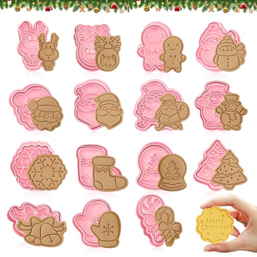 Formine Biscotti Natale, 16Pcs Stampi Per Biscotti 3D, Stampo Per Biscotti Natalizi, Plastica Stampi Biscotti Per Decorazioni Di Dolci Di Pasticceria(