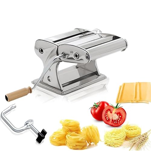 Virsus Macchina Pasta Con Trafile Staccabili 263, Rulli In Acciaio Da 150 Mm, 9 Spessori Regolabili Da 0,5Mm A 3Mm, Manovella E Morsetto, 2 Tagliapast