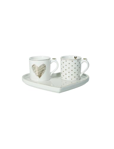 Brandani 51661 Tete A Tete Amore Mio Righe New Bone China, 17.5X15.5X6H