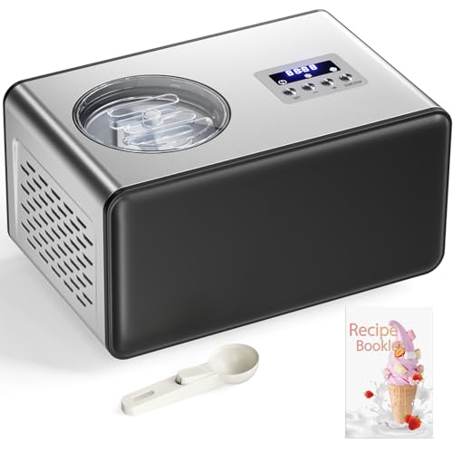 Acmeenjoy Gelatiera Con Compressore 2L, Gelatiera Per Gelato Elettrica Professionale In Acciaio Inox 150W, Autorefrigerante, Con Ciotola Estraibile In