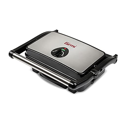 Girmi Bs11 Bistecchiera, 1500 W, Corpo Inox, Piastre 27 X 17 Cm, Regolazione Temperarura, Cassetto Per Raccolta Liquidi, Ampia Maniglia Antiscottatura