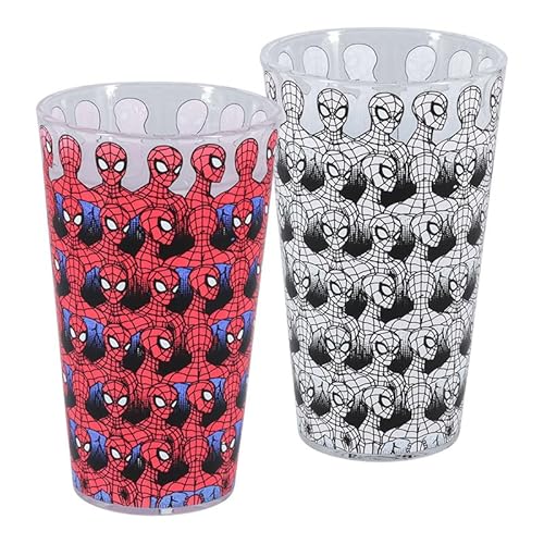 Paladone Bicchiere Cambia-Freddo Spider-Man Con Licenza Ufficiale Marvel Merchandise 440 Ml Icon Cup Superhero Design Tapered Drinking Glass Fan Comic