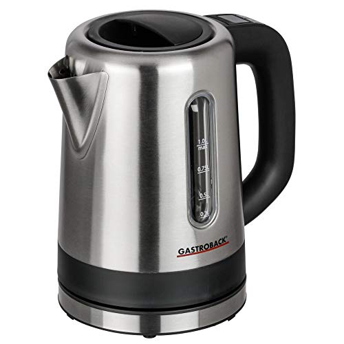 Gastroback 42435 Bollitore Elettrico, 2200 W, 4 Cups, 0 Decibel, Acciaio Inossidabile, Nero