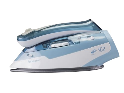 Beper P204Fer200 Ferro Da Stiro Da Viaggio Doppia Tensione Ideale Per I Viaggi - Ferro Da Stiro Portatile Con Manico Pieghevole 1100W Azzurro