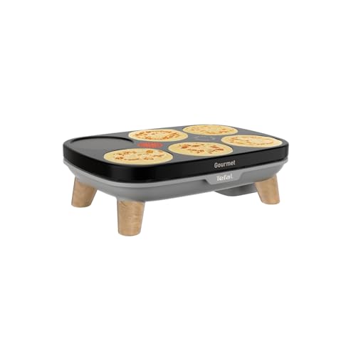 Tefal Crepier Gourmet, Crepier Elettrico, 6 Prestiti, Rivestimento Antiaderente, Facile Da Conservare, Thermo-Spot, Py901Bf1