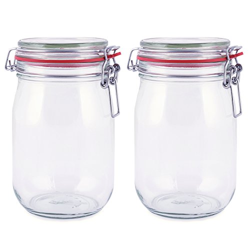 Pajoma - Barattolo In Vetro, 2 X 1000 Ml, Con Guarnizione In Gomma
