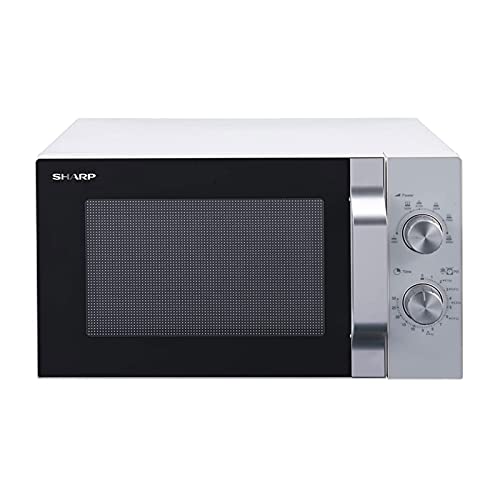Sharp R204Wa Solo Microonde, 20 L, 800 W, 6 Livelli Di Potenza, Timer Da 30 Minuti A 00 Secondi, Bianco