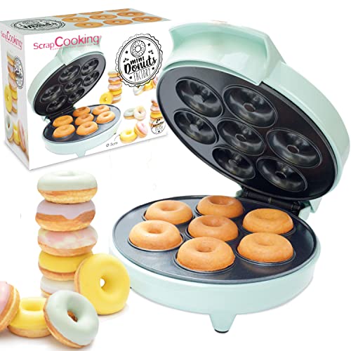 Scrapcooking 3887 - Macchine Per Mini Donuts E Ciambelle, Con Piastra Riscaldante Anti-Aderente, Idea Regalo, Pasticceria, Cucina, Con Ricetta, Verde