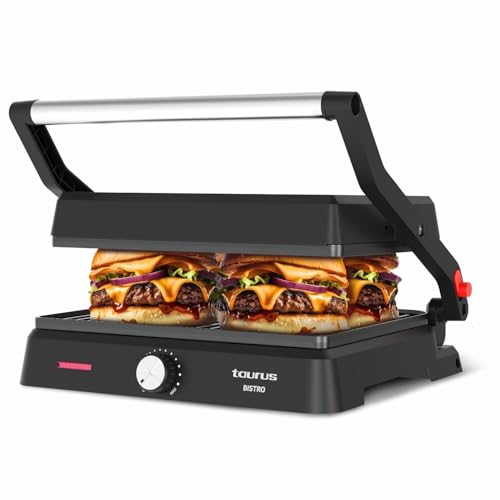 Taurus - Grill Bistro 2600W | 2 In 1: Grill E Piastra | 29X23Cm | Stair System | Dual Heat Tech | Rivestimento Antiaderente Senza Pfoa | Vaschetta Rac