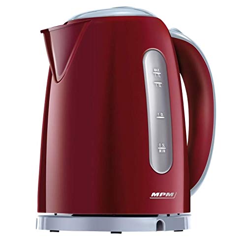 Mpm Mcz-85/B2 Bollitore Elettrico, Capacità 1.7Litri, Senza Bpa, Senza Filo, Filtro Anticalcare Staccabile, Spegnimento Automatico, 2200W, Rosso