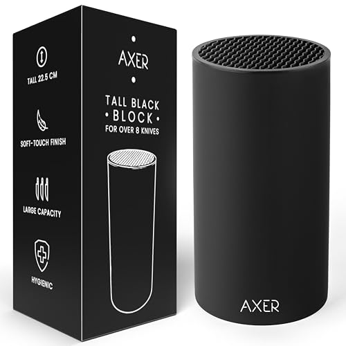 Axer Ceppo Coltelli Da Cucina Vuoto - Nero Porta Coltelli Cucina Per Oltre 8 Coltelli - Ceppo Portacoltelli Da Cucina - Ceppo Coltelli Vuoto - Ceppo P