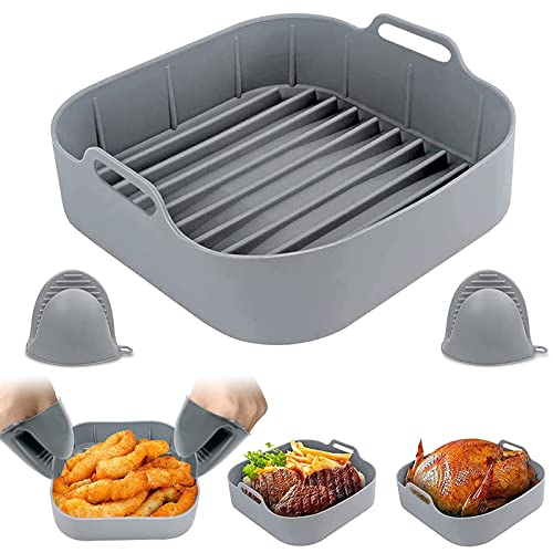 Kkne - Stampo In Silicone Per Friggitrice Ad Aria, Riutilizzabile, Per Friggitrice Ad Aria, Con Guanti Da 20 Cm, Accessori Per Friggitrice, Compatibil