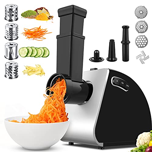 Tritacarne Elettrico Professionale, 5 In 1 Tritacarne Multifunzione Tritacarne Per Carne Con 3 Piastre Di Macinazione, Affetta Verdure, Attacco Per Sa