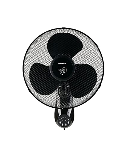 Ariete 802 Ventilatore Da Muro Freshair, 50W, 3 Pale Da 40 Cm, 3 Velocità, 3 Modalità Di Ventilazione, Telecomando, Funzione Oscillazione, Nero