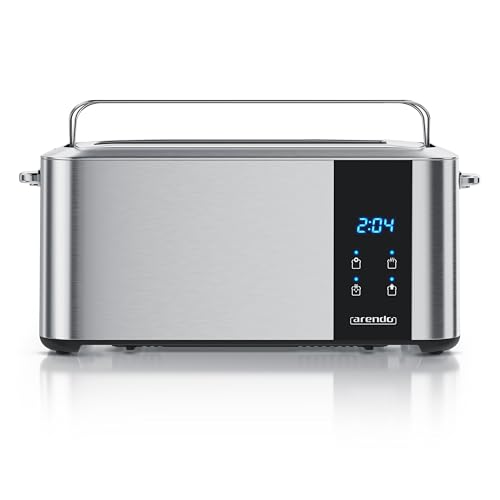 Arendo - Tostapane In Acciaio Inox A Fessura Lunga 4 Fette Touch Screen – Doppia Parete – 1500 W – Inserto Per Panino Integrato – 7 Gradi Di Doratura