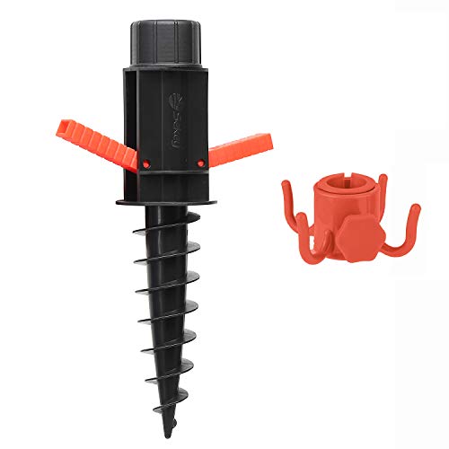 Sekey Picchetto Di Supporto Per Ombrellone Mare Spiaggia Vacanze Sole Giardino Punta Terra Sabbia Trivella Gancio Per Ombrellone (Nero)