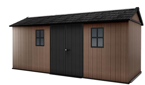 Keter Casetta Da Giardino Newton 7517/1775, Effetto Legno Naturale, Porte E Finestre Orientabili, Marrone, 10,3 M², 230X539X246H Cm
