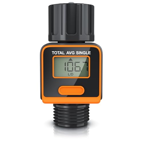 Brandson Contatore D'Acqua Digitale, Timer Per L'Irrigazione Contatore Di Flusso D'Acqua, Misuratore Di Portata D'Acqua Per Il Giardino Ipx6, 4 Modali