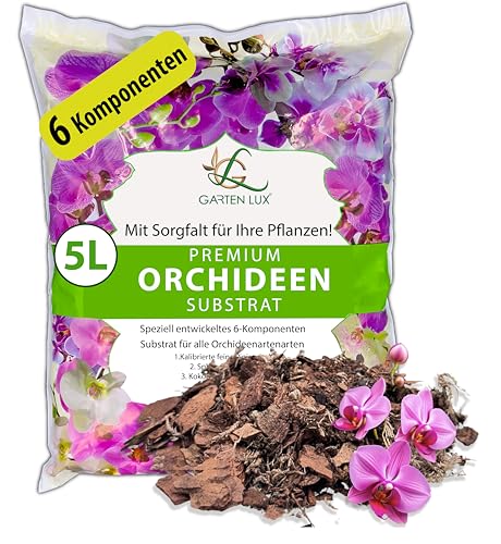 Garten Lux Terriccio Per Orchidee Di Alta Qualità 5L-6 Componenti Substrato Per Orchidee Per Una Crescita Sana E Una Cura Ottimale Delle Piante Di Orc