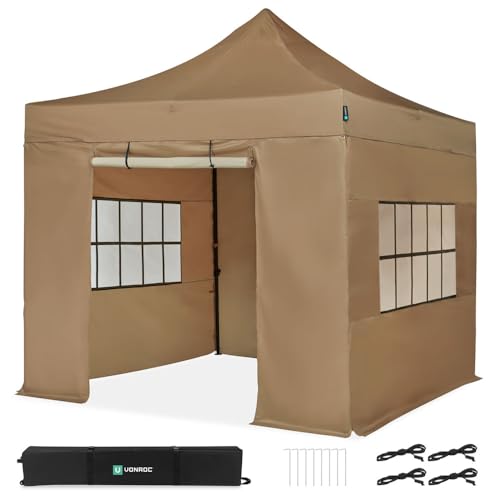 Vonroc Gazebo Easy-Up 3X3M - Tenda Da Giardino Impermeabile, Protezione Uv 50+, Telaio In Acciaio, Borsa Con Ruote - Modulare Con Pareti Laterali - Be